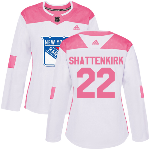 Adidas Rangers #22 Kevin Shattenkirk White/Pink Authentic Fashion Women's Stitched NHL Jersey